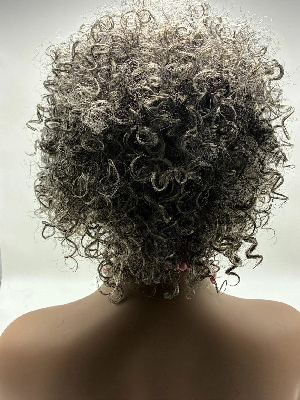 Short Curly human hair Wig in Silver Gray - Women Hair.  Human Hair